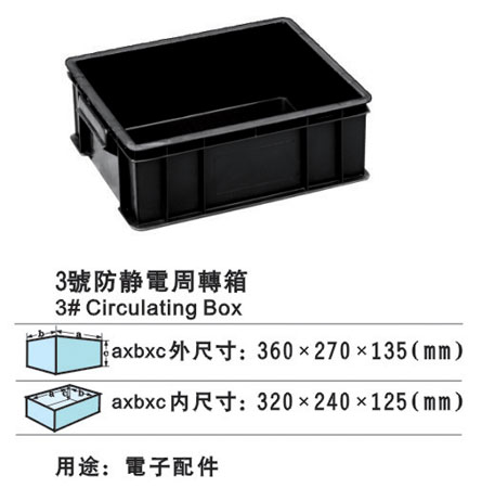 3#防靜電周轉(zhuǎn)箱 防靜電膠箱 防靜電膠筐